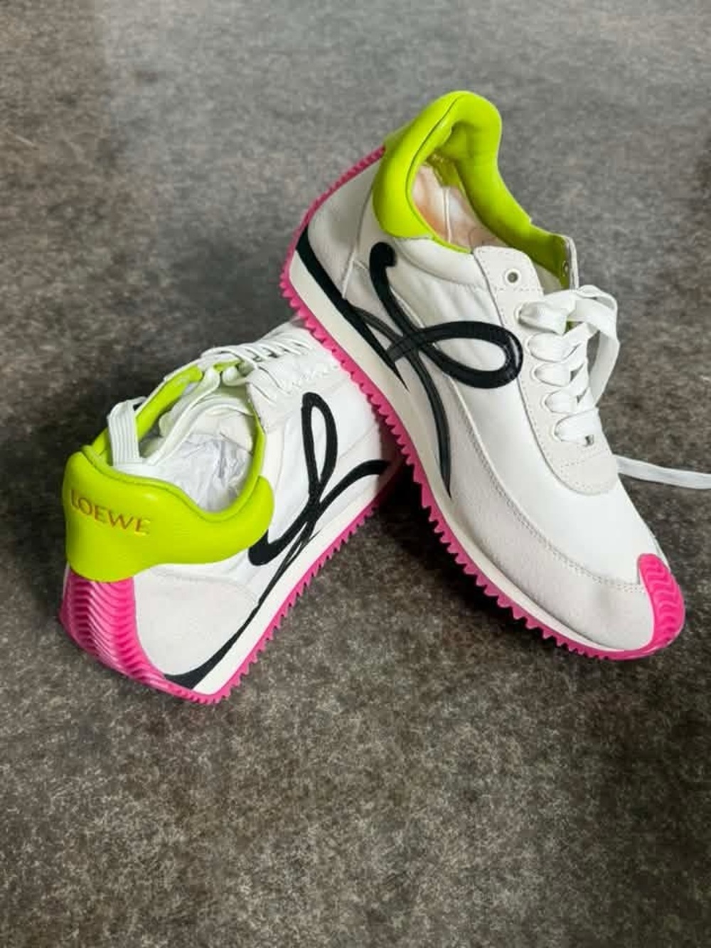 Loewe Flow Runner Sneakers with Neon Pink and Lime Green